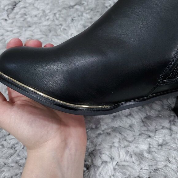 READ Lane Bryant 10 Wide Ankle Boots Booties Faux Leather Block Heel Black 10W - Picture 4 of 9